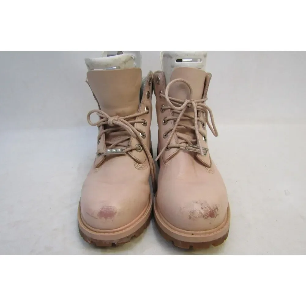 Timberland Youth Size 4 M Pink Leather Glitter Lace Up Ankle Casual Boots